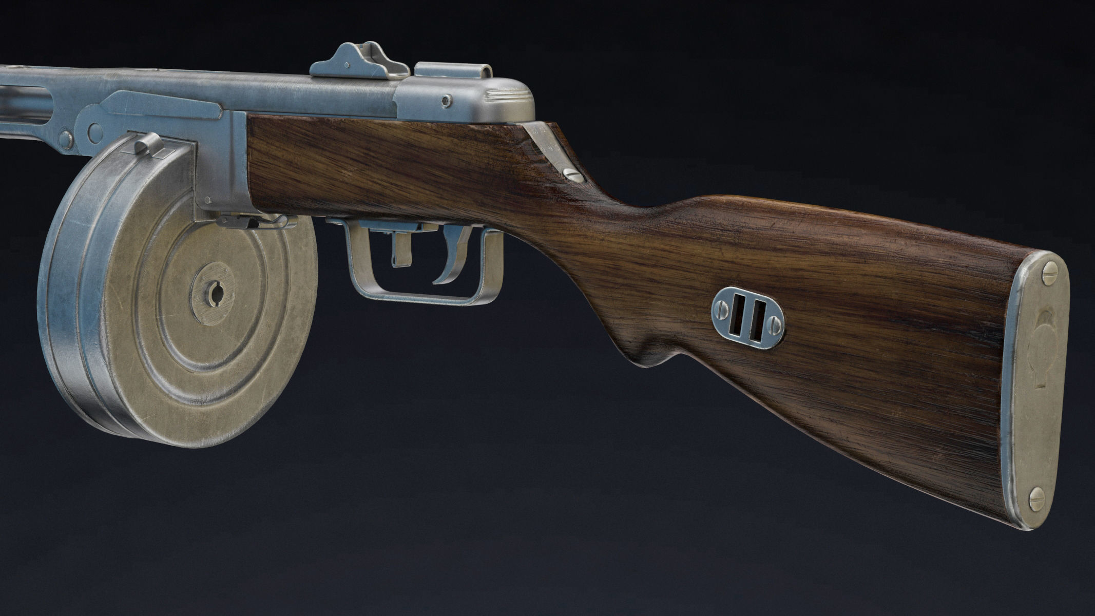 PPSh-41 Low Poly wooden gun Low-poly 3D model_6