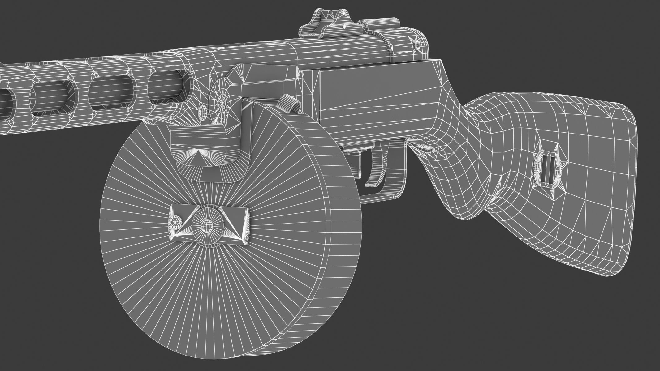 PPSh-41 Low Poly wooden gun Low-poly 3D model_23