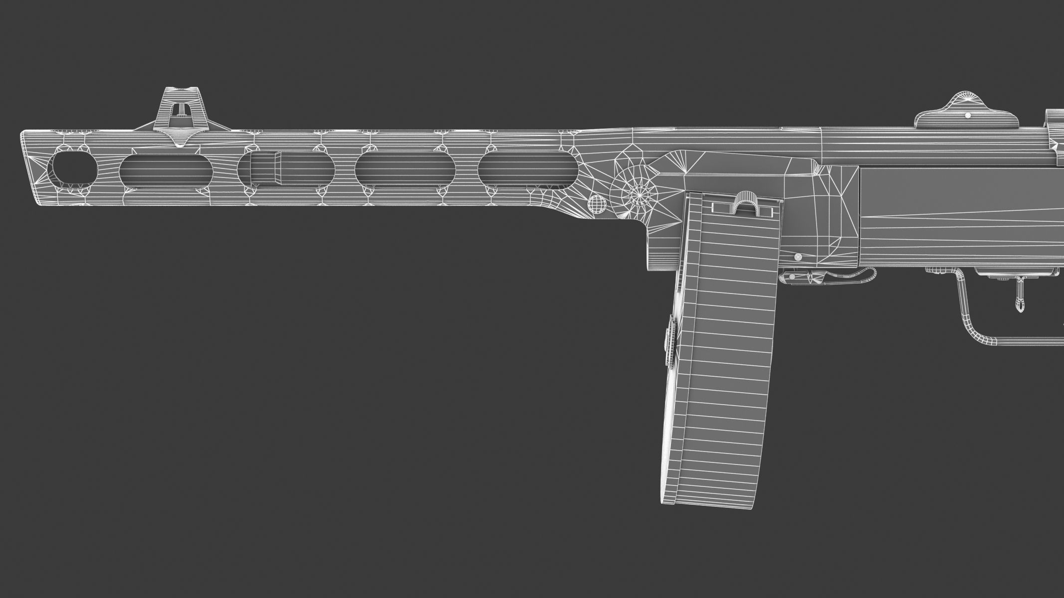 PPSh-41 Low Poly wooden gun Low-poly 3D model_22