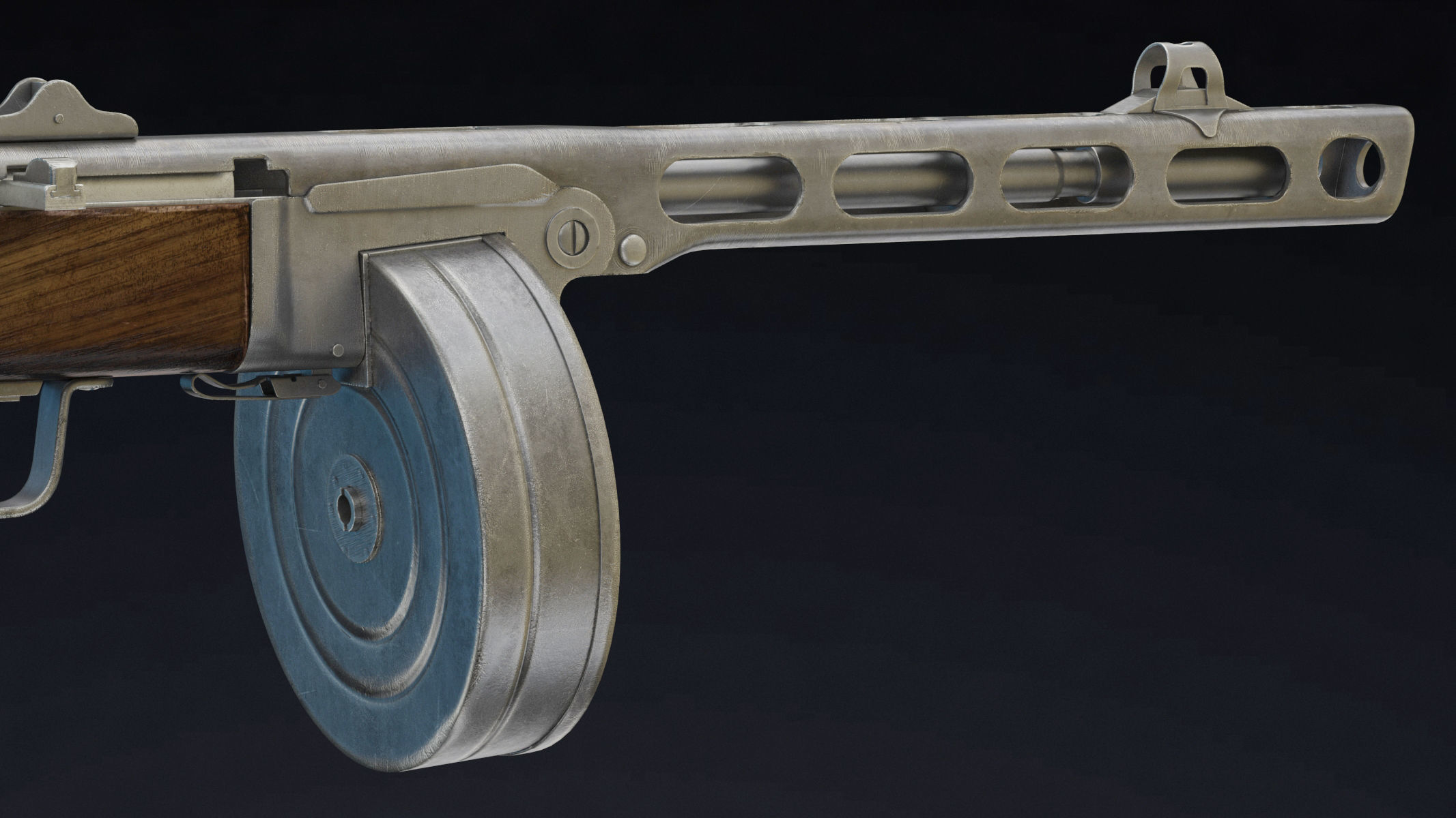 PPSh-41 Low Poly wooden gun Low-poly 3D model_5