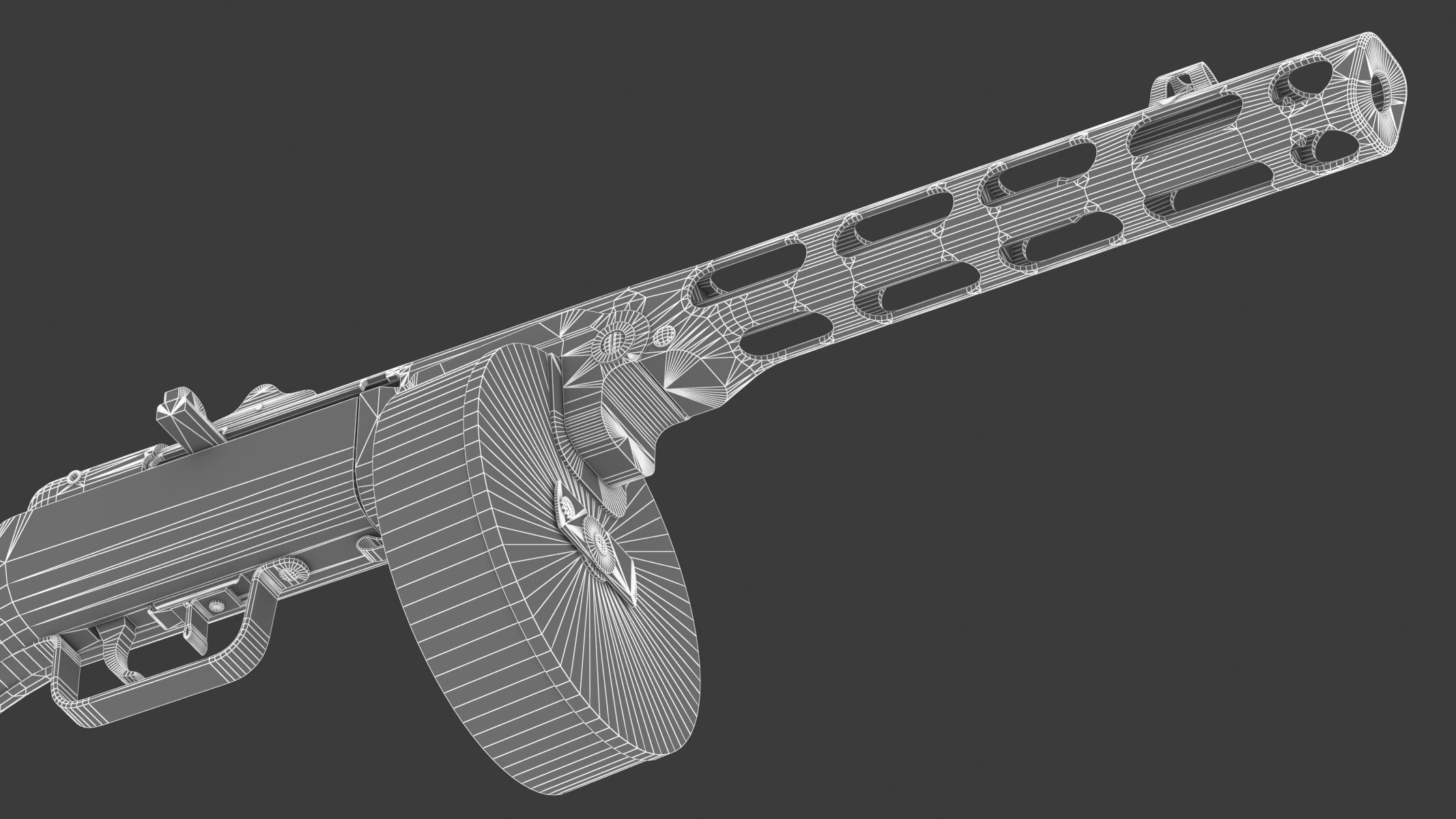 PPSh-41 Low Poly wooden gun Low-poly 3D model_27