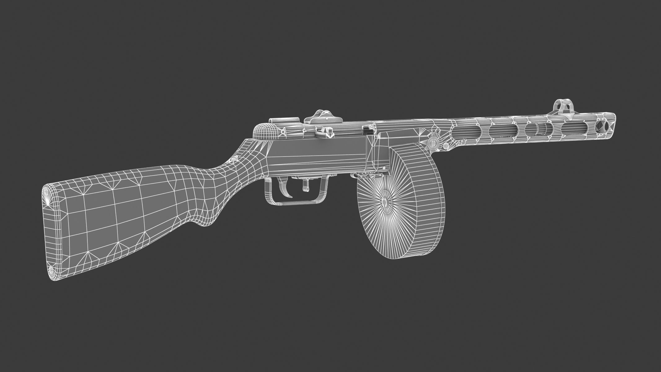 PPSh-41 Low Poly wooden gun Low-poly 3D model_15