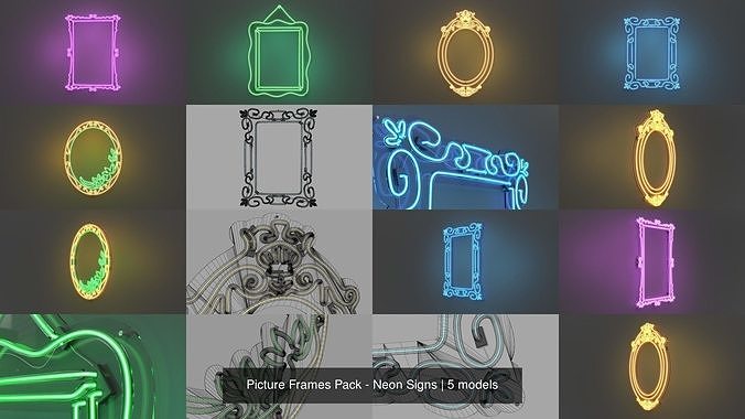 Picture Frames Pack - Neon Signs 3D Model Collection