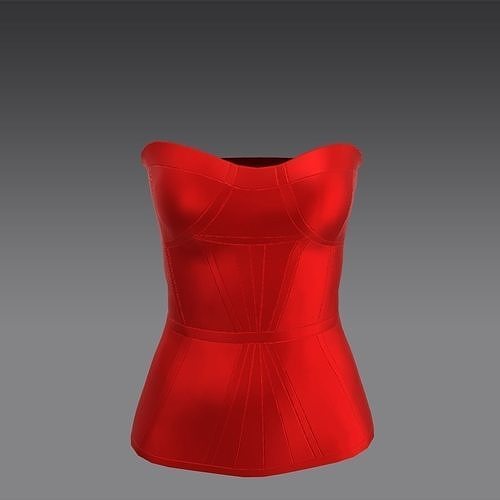 CORSET SLIK SATIN LOOK RED CORSET MODERN ELEGANCE LOOK 3D model