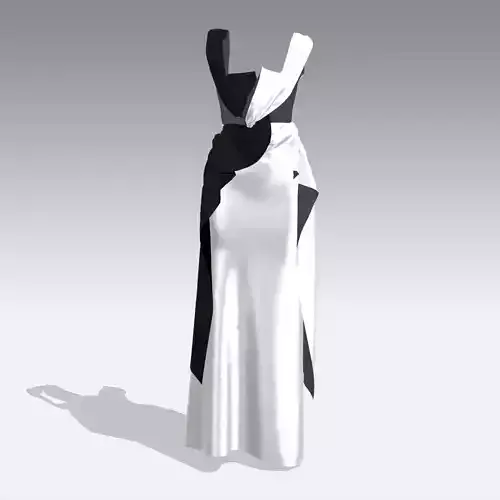 BLACK AND WHITE COLOR BLOCK TWIST DRESS LOOK