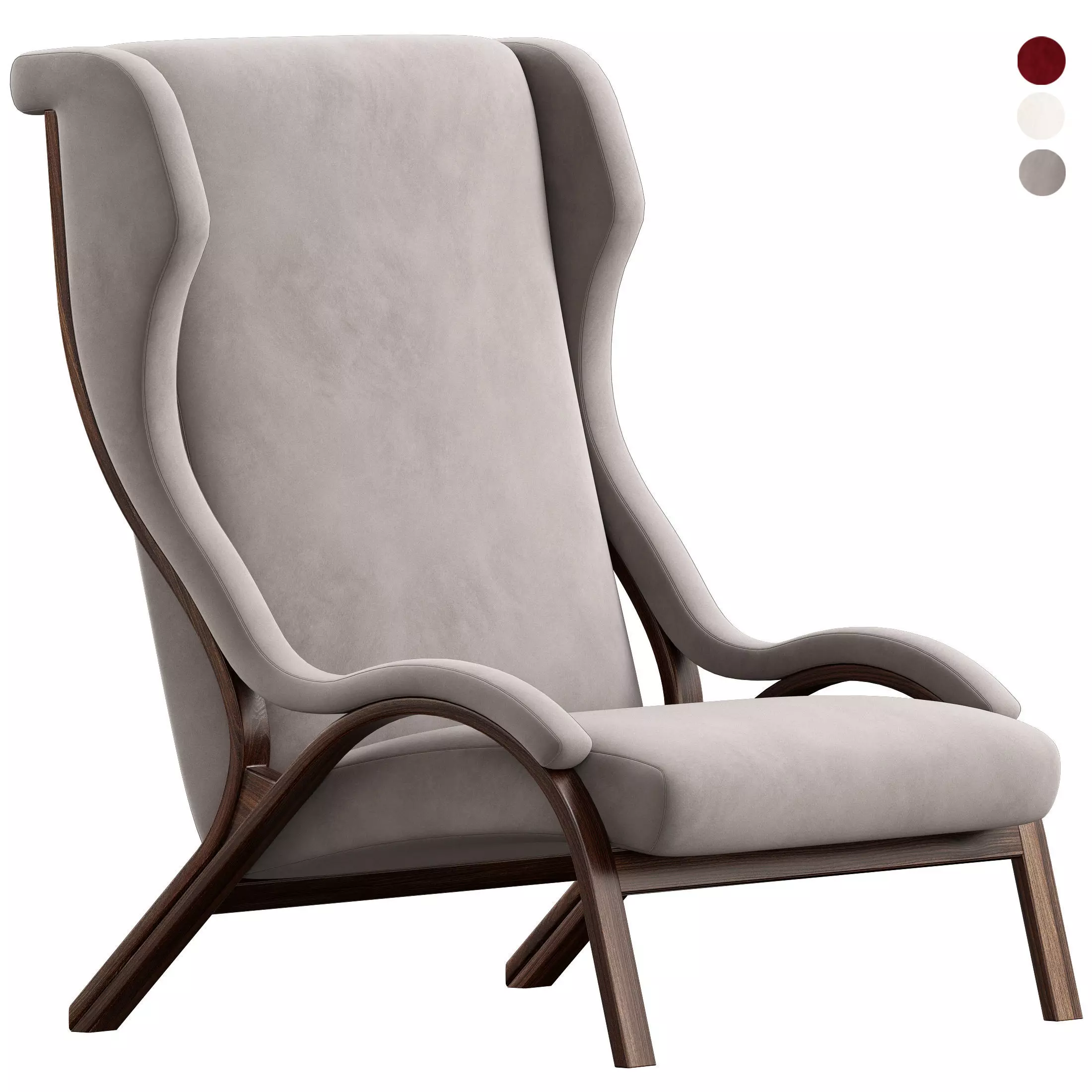 Italian Cavour Armchair in Petrol Fabric by Gregotti 3D model
