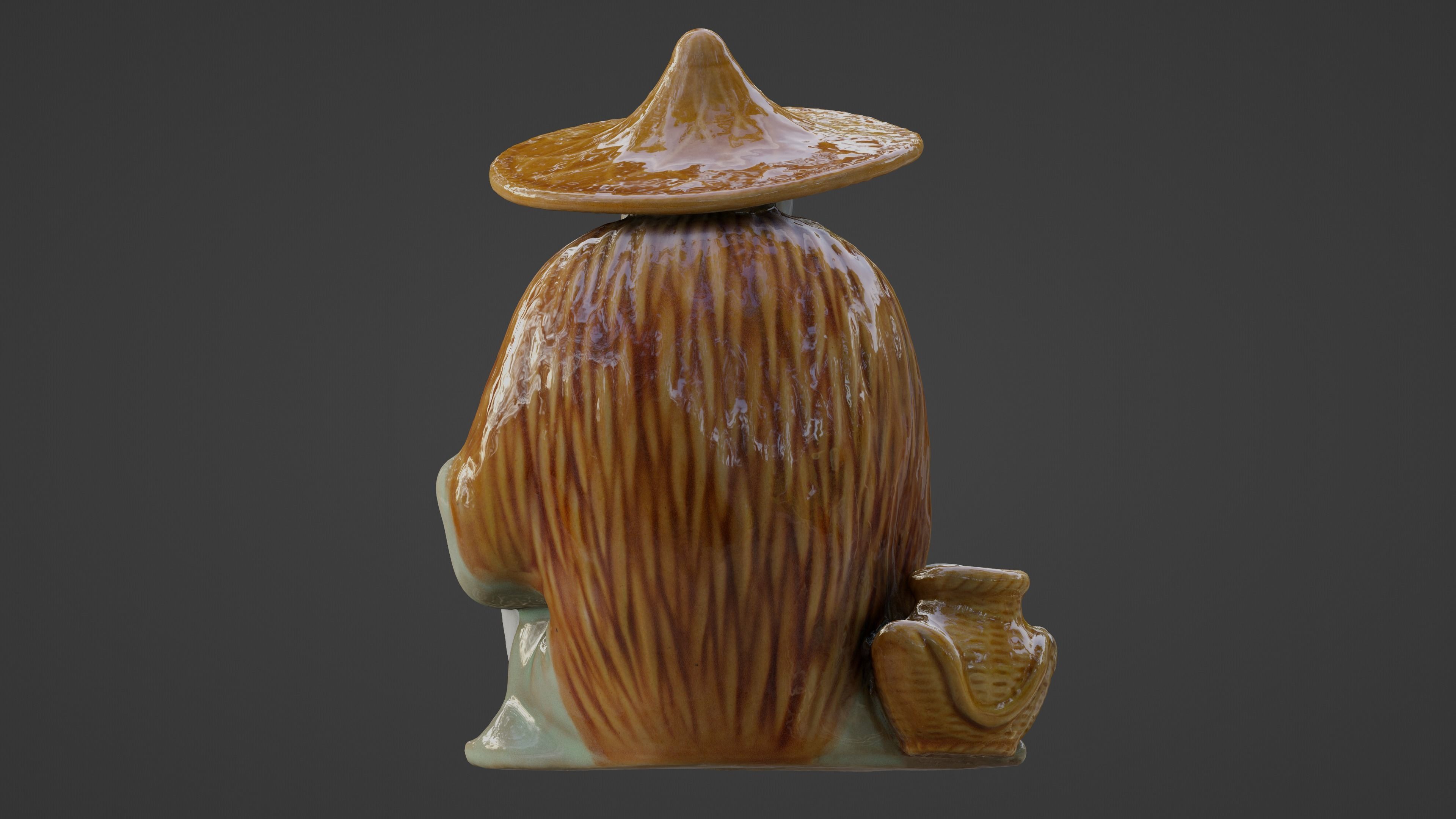 Chinese Mudman Fisherman Figurine Low-poly 3D model_4