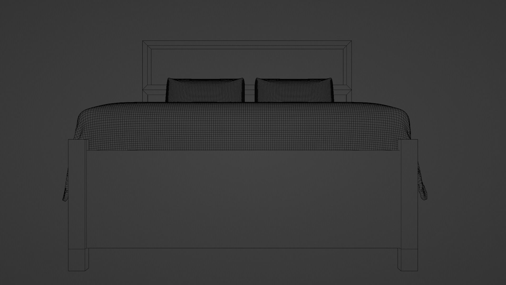 Minimal Wood Bed with Mattress Sheet and Pillow 3D model_8