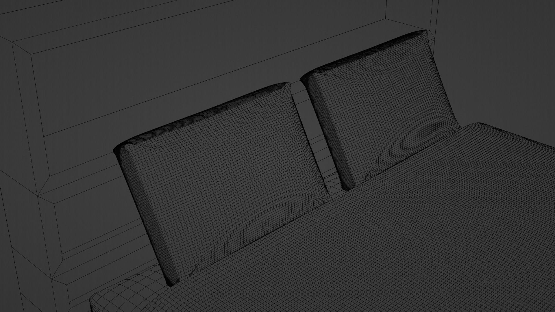 Minimal Wood Bed with Mattress Sheet and Pillow 3D model_10