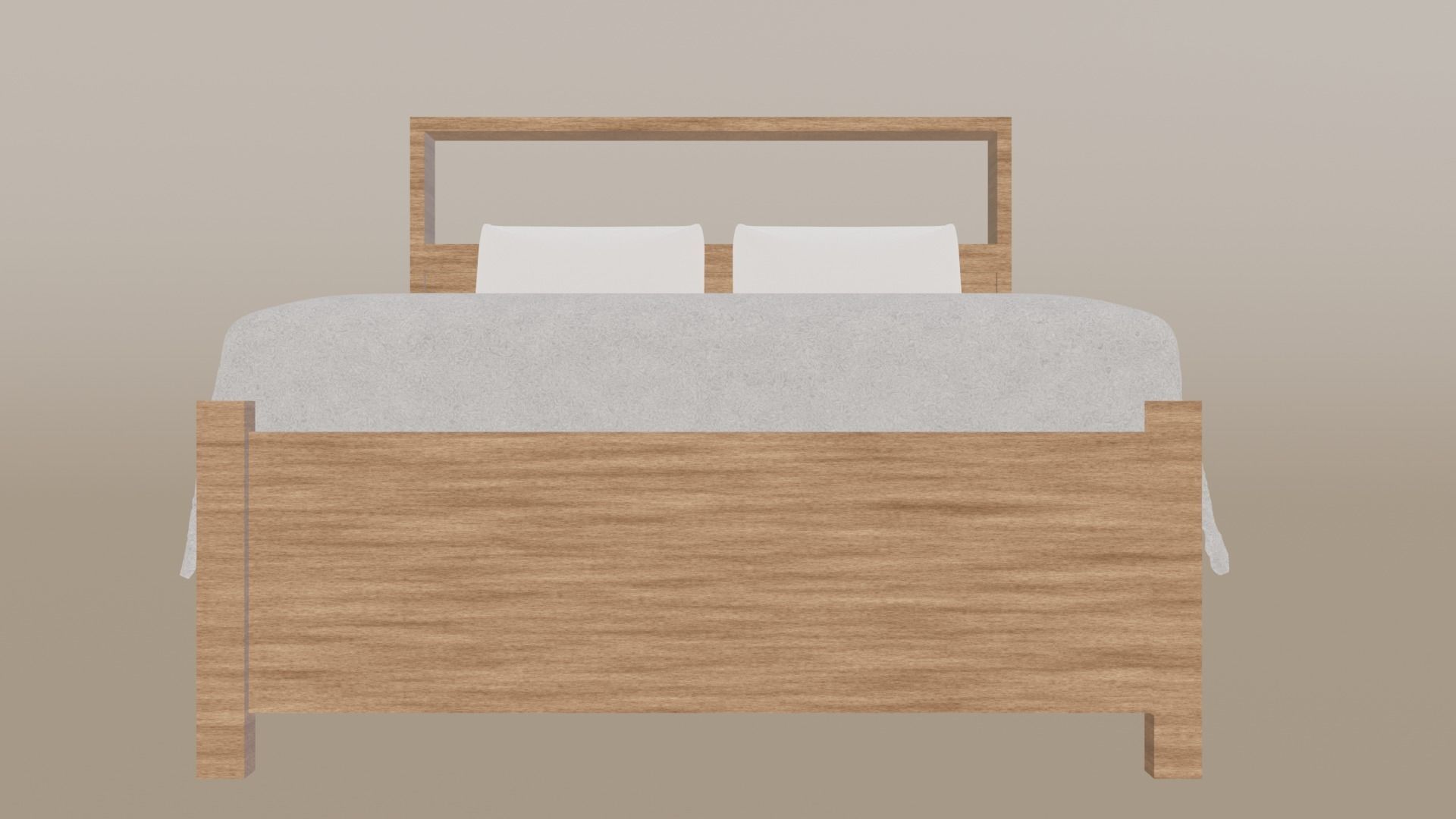 Minimal Wood Bed with Mattress Sheet and Pillow 3D model_2