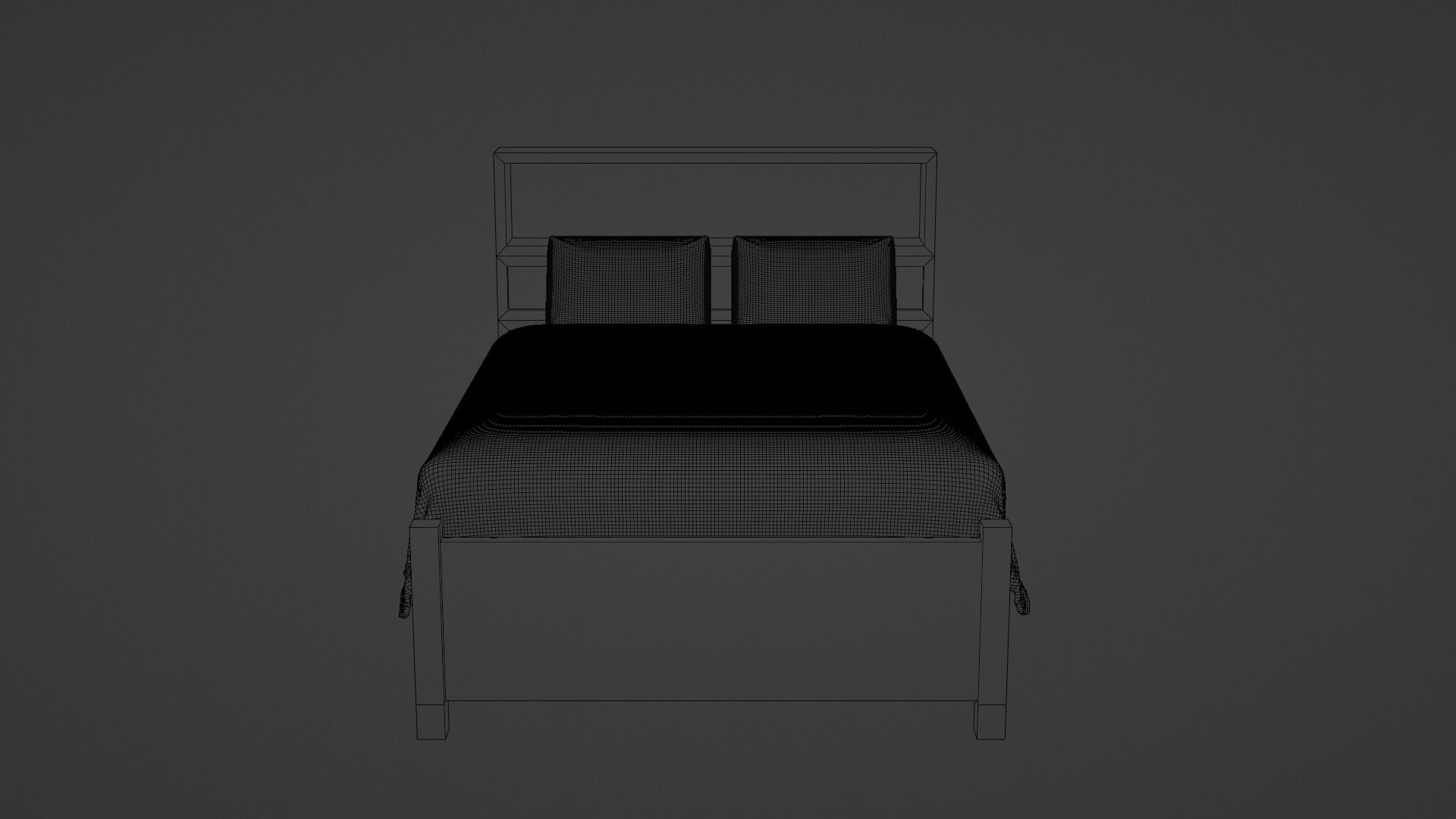 Minimal Wood Bed with Mattress Sheet and Pillow 3D model_7