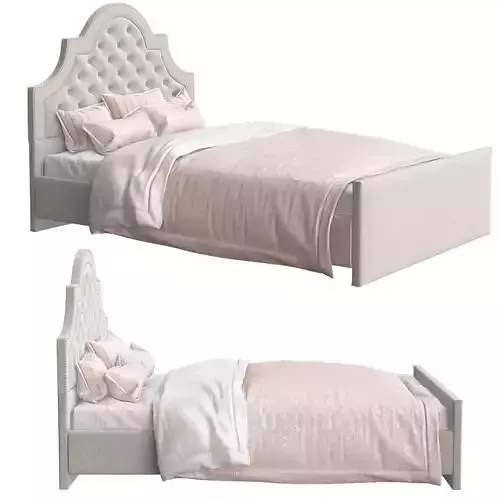 QueenFull Ojai Upholstered Headboard with Button Tufting Beige Low-poly 3D model