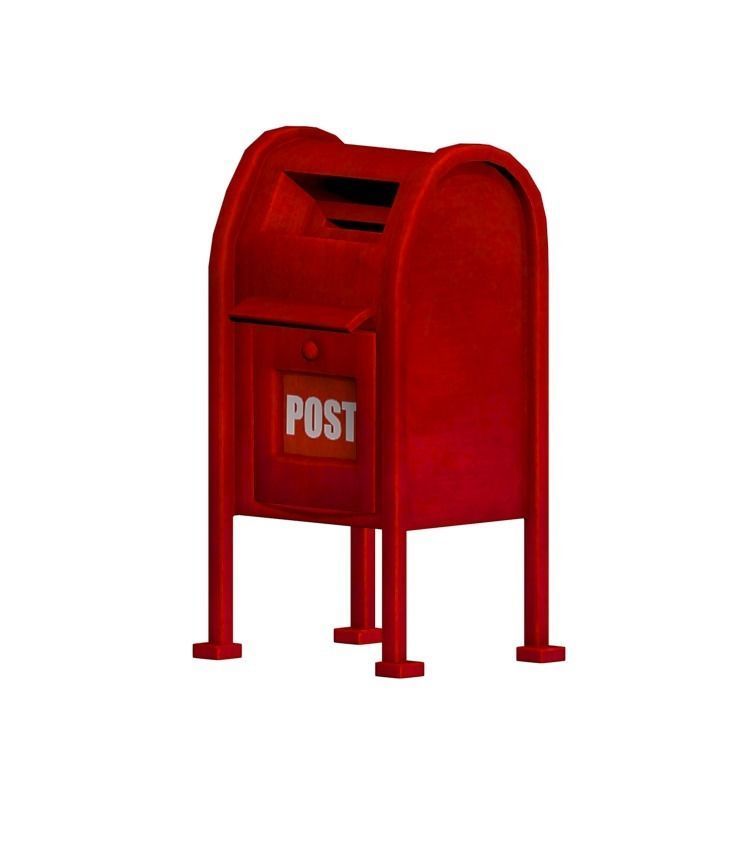 Mailbox post box Low-poly 3D model_2
