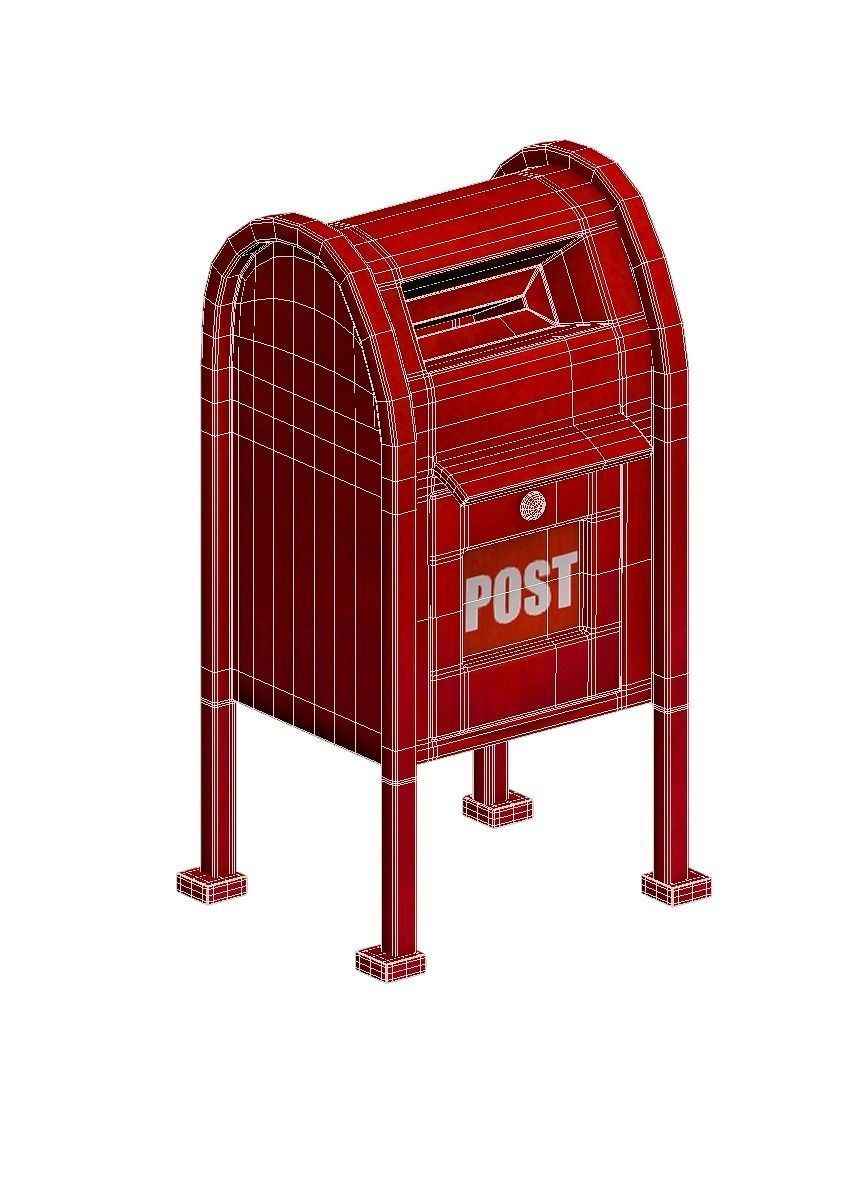Mailbox post box Low-poly 3D model_7