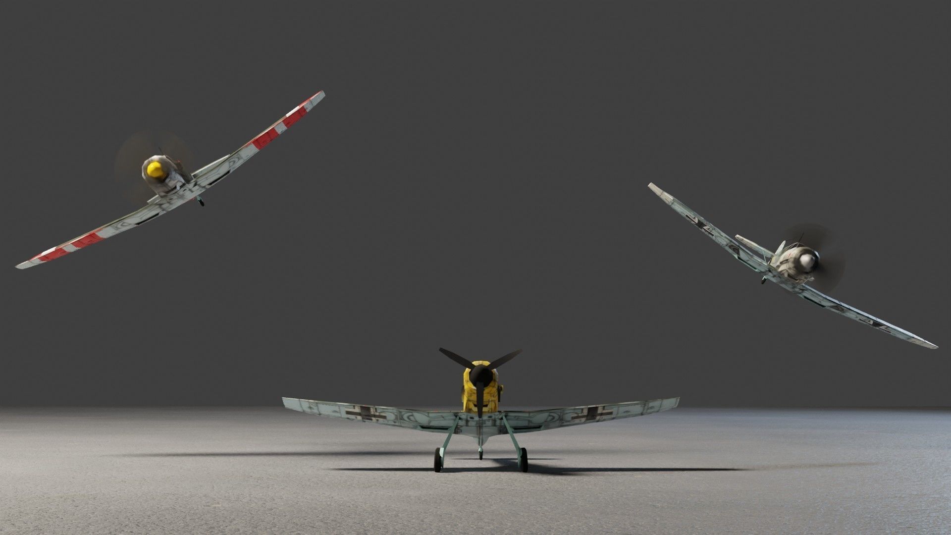 Messerschmitt BF-109 WW2 fighter Low-poly 3D model_5