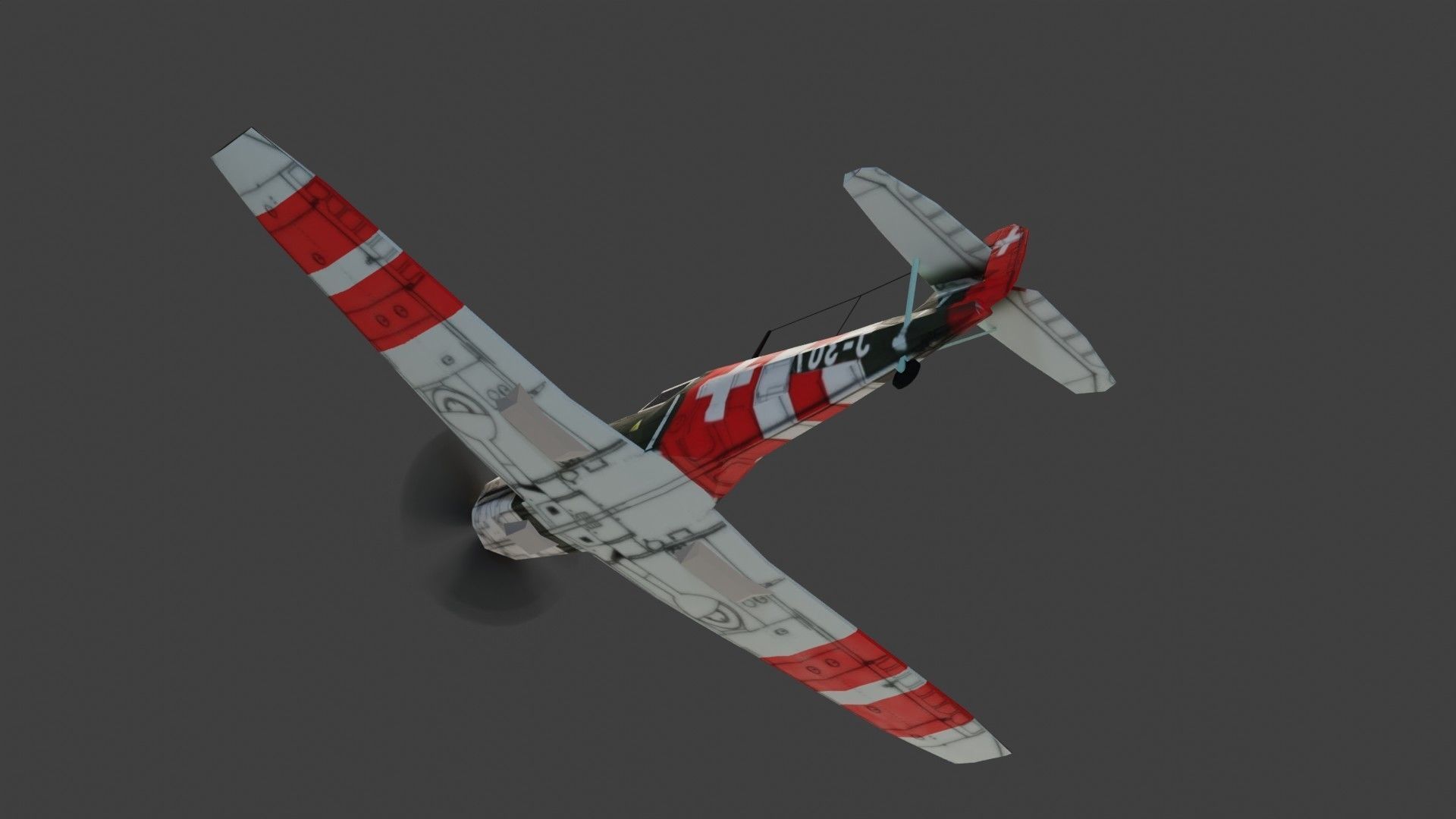Messerschmitt BF-109 WW2 fighter Low-poly 3D model_12