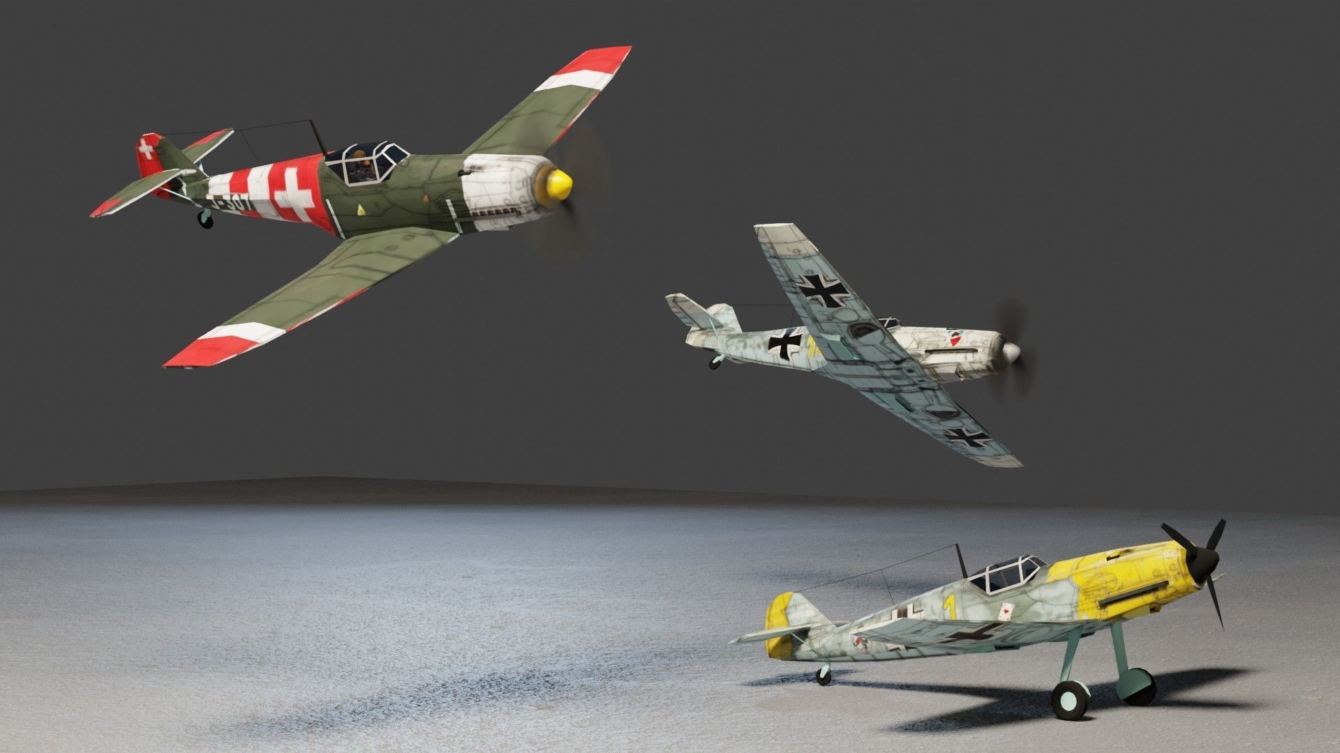 Messerschmitt BF-109 WW2 fighter Low-poly 3D model_4