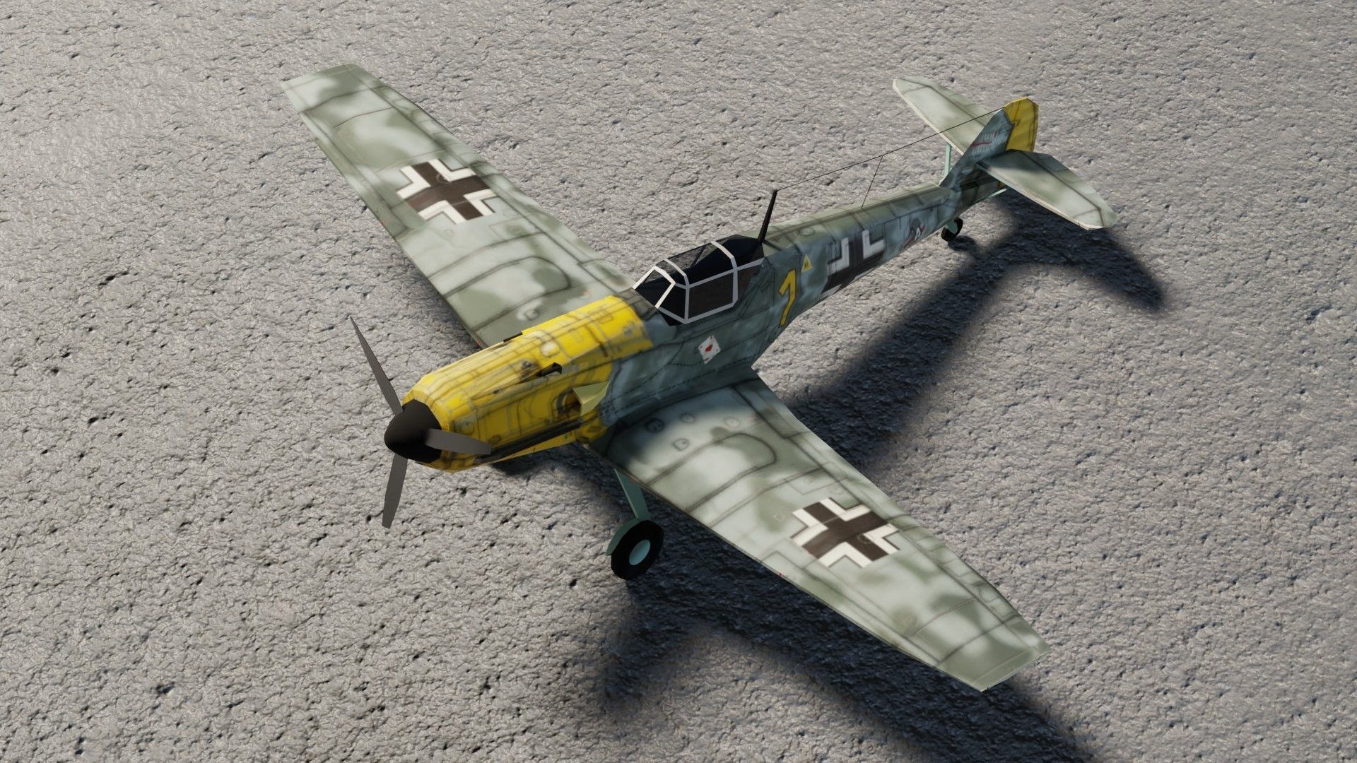 Messerschmitt BF-109 WW2 fighter Low-poly 3D model_7