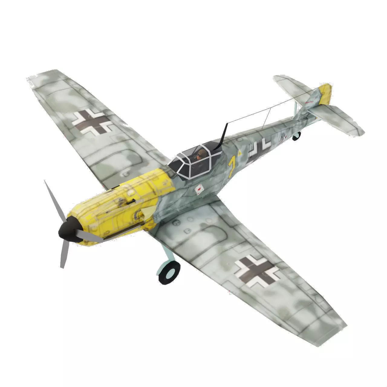 Messerschmitt BF-109 WW2 fighter Low-poly 3D model_0
