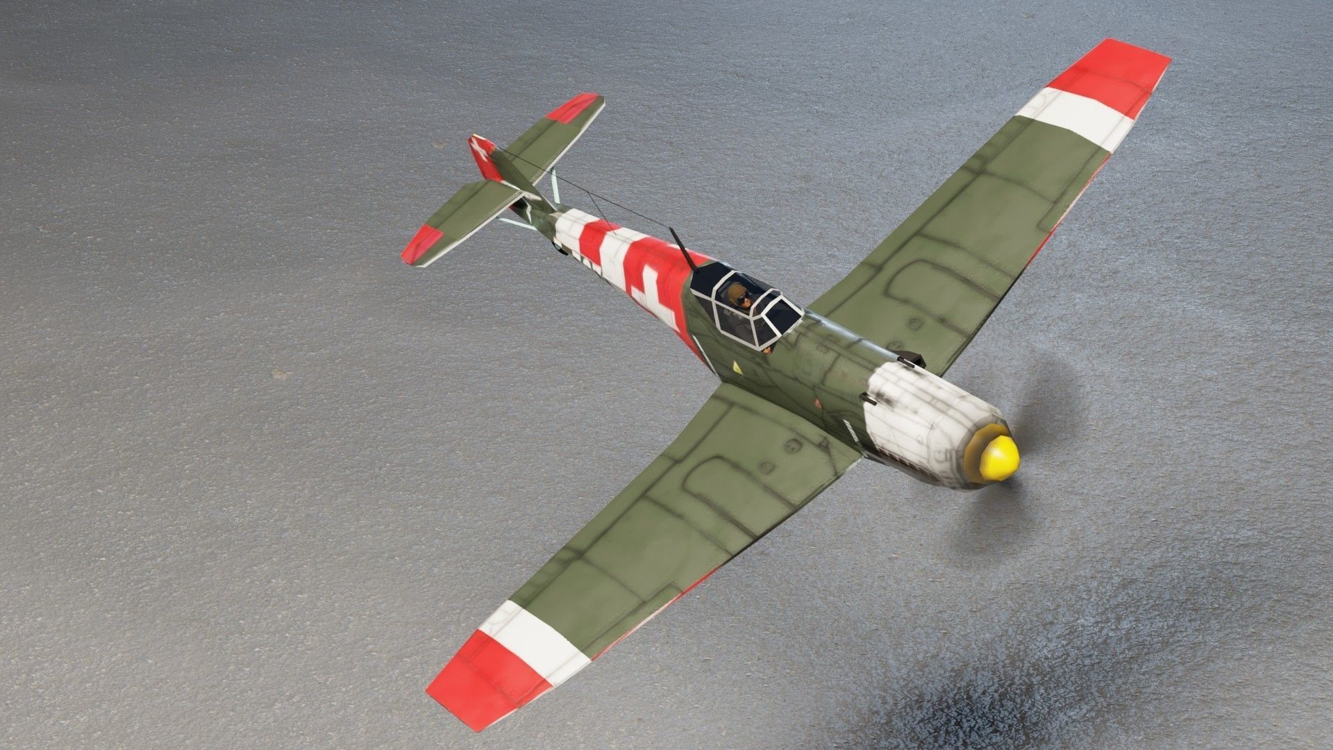 Messerschmitt BF-109 WW2 fighter Low-poly 3D model_13