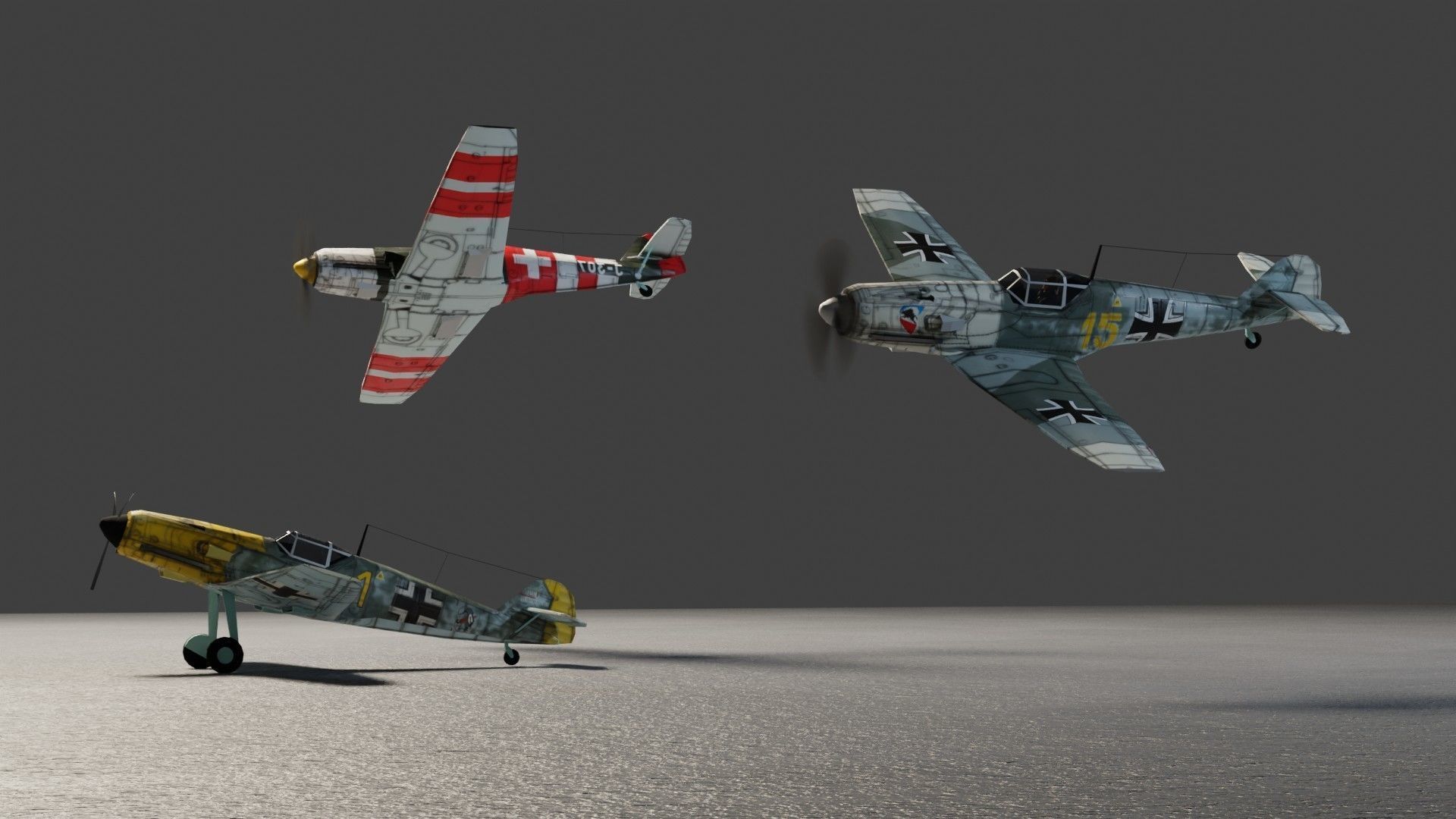 Messerschmitt BF-109 WW2 fighter Low-poly 3D model_3