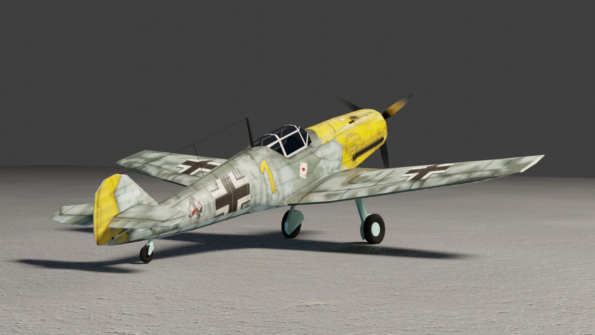 Messerschmitt BF-109 WW2 fighter Low-poly 3D model_9