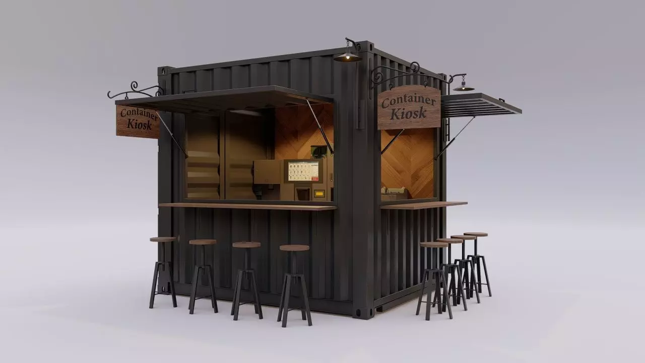 10ft Shipping Container Kiosk 3D model