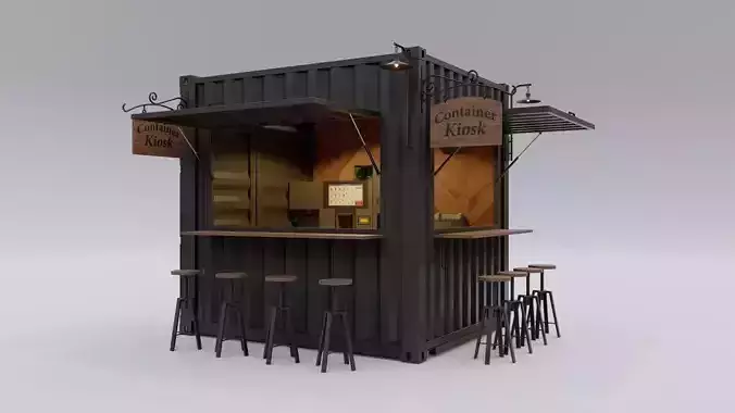 10ft Shipping Container Kiosk 3D model