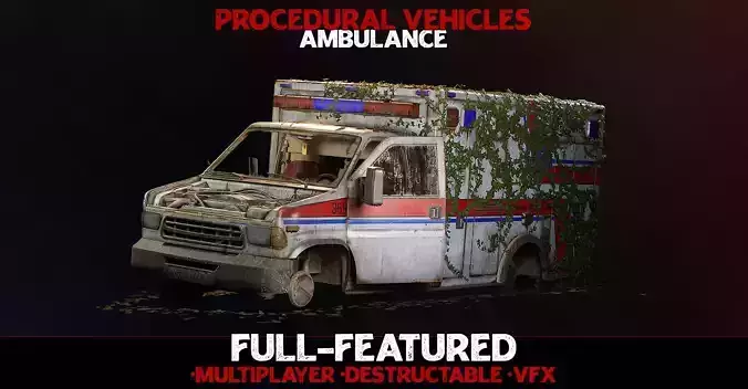 Ambulance - Interactable Vehicles UE4 UE5 Low-poly 3D model