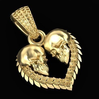 pendant heart shaped skulls Two  options 3D print model