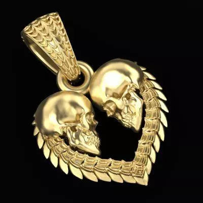 pendant heart shaped skulls Two  options 3D print model_0