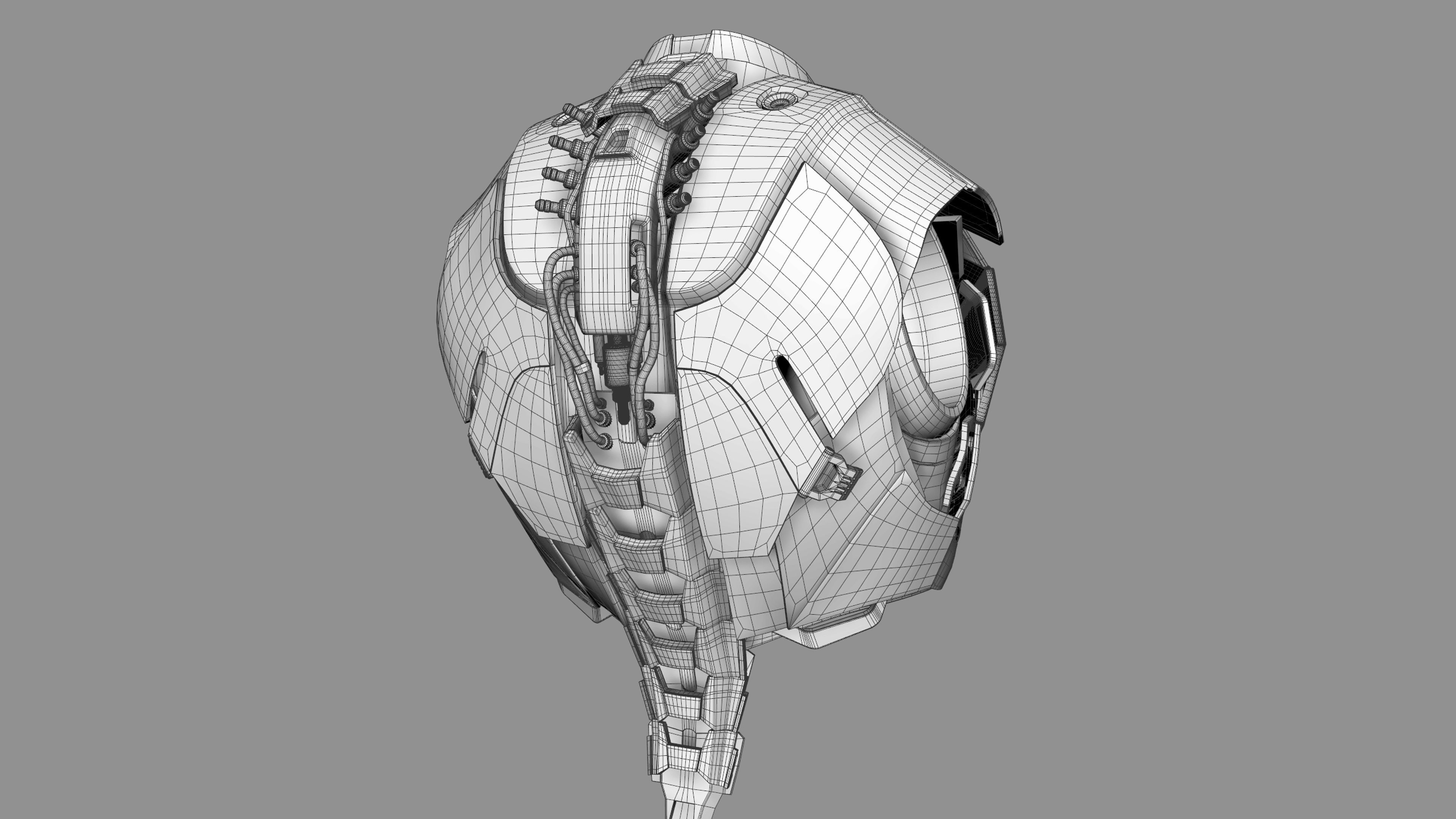 Mechanical Chest Torso Robot with Cables Carvings 3D model 3D model_2