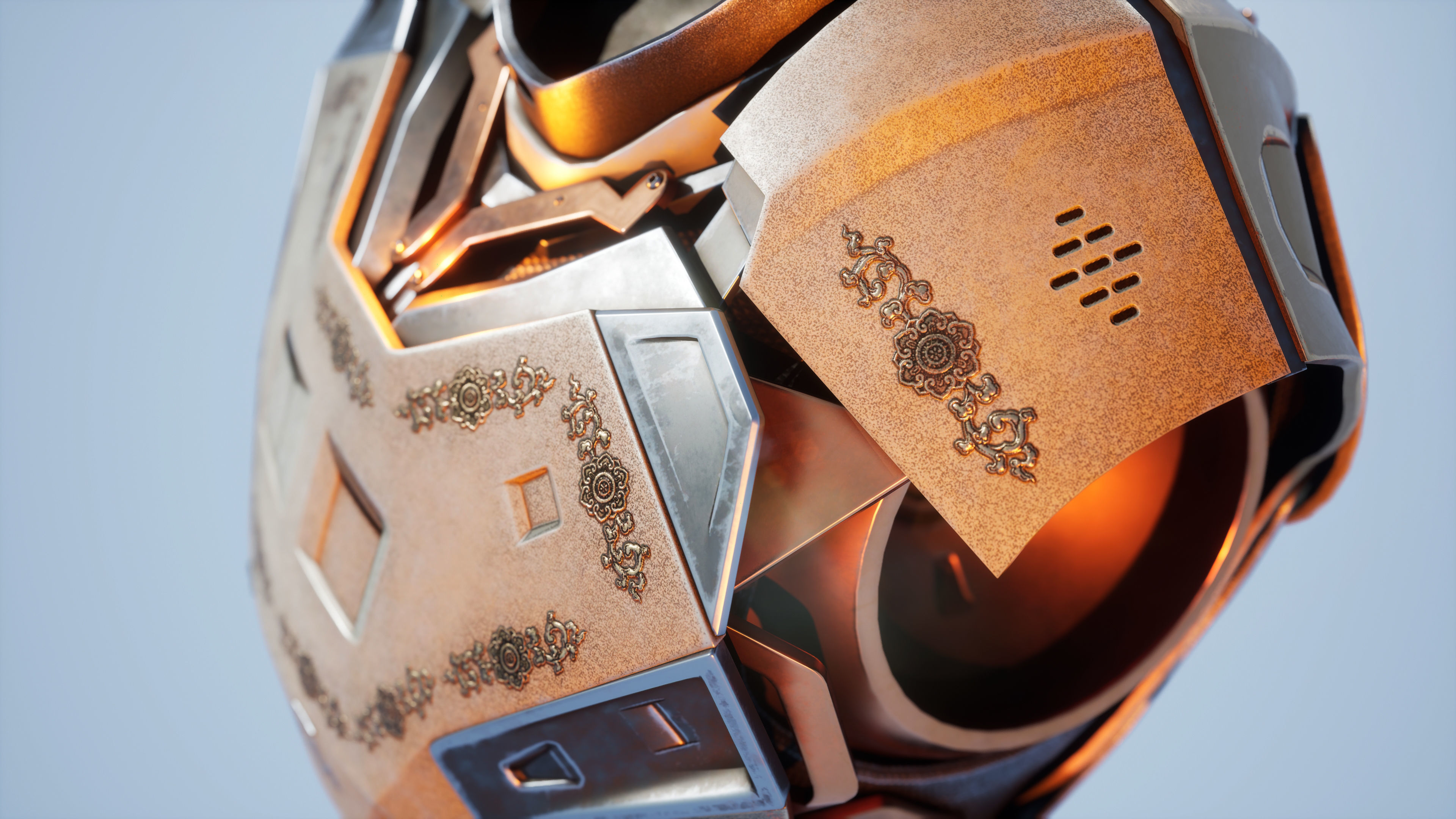 Mechanical Chest Torso Robot with Cables Carvings 3D model 3D model_5