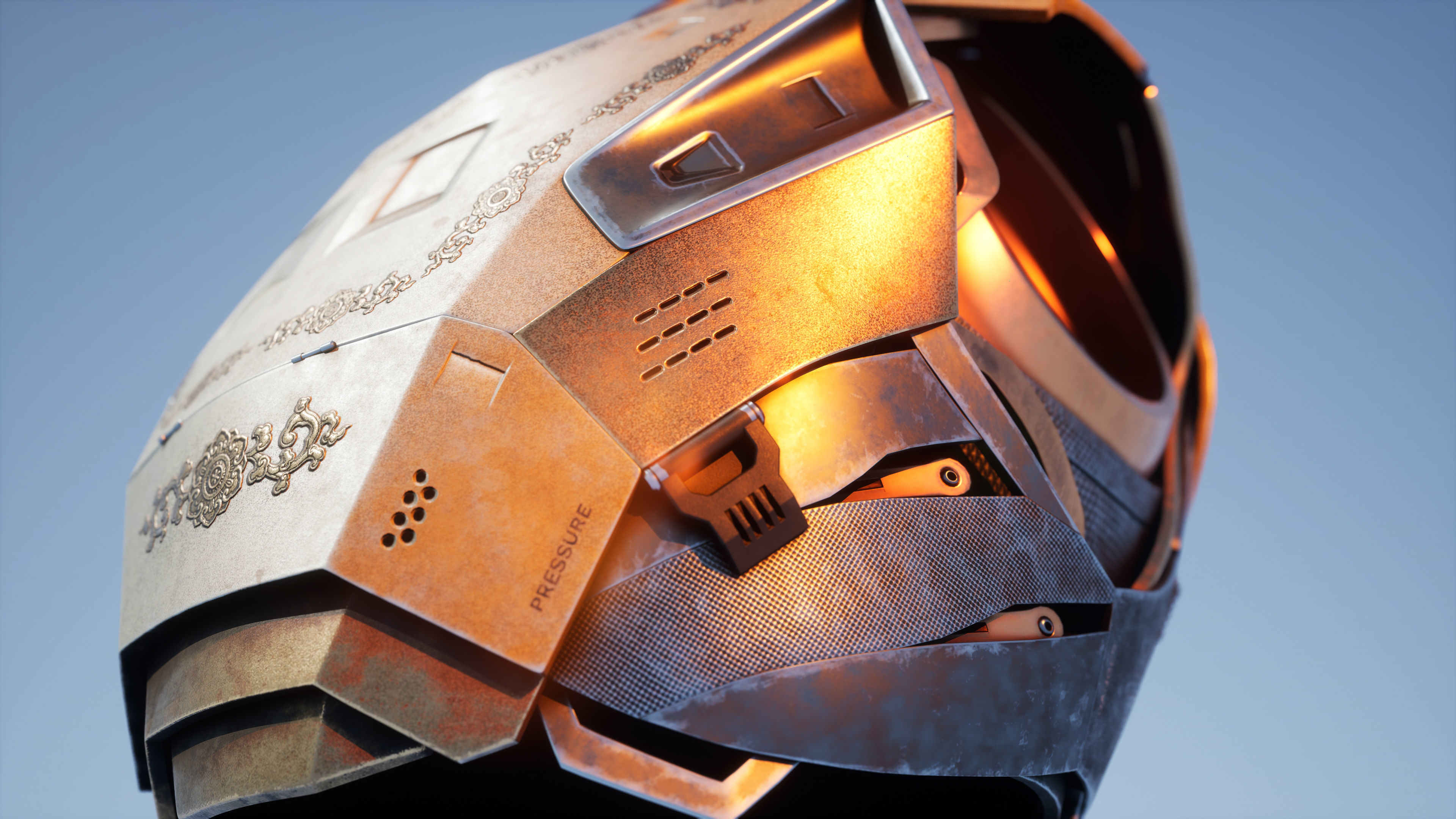 Mechanical Chest Torso Robot with Cables Carvings 3D model 3D model_4