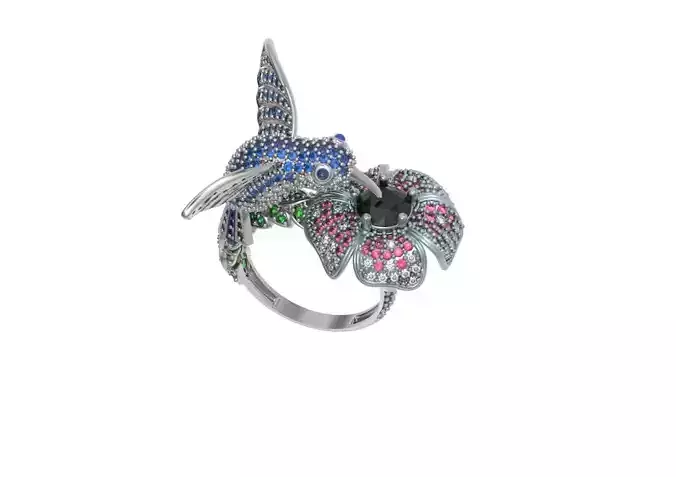 ring bird flower  Boucheron 3D print model