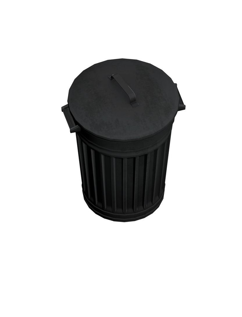 Trash Can Low-poly 3D model_3