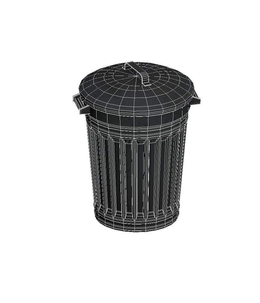 Trash Can Low-poly 3D model_5