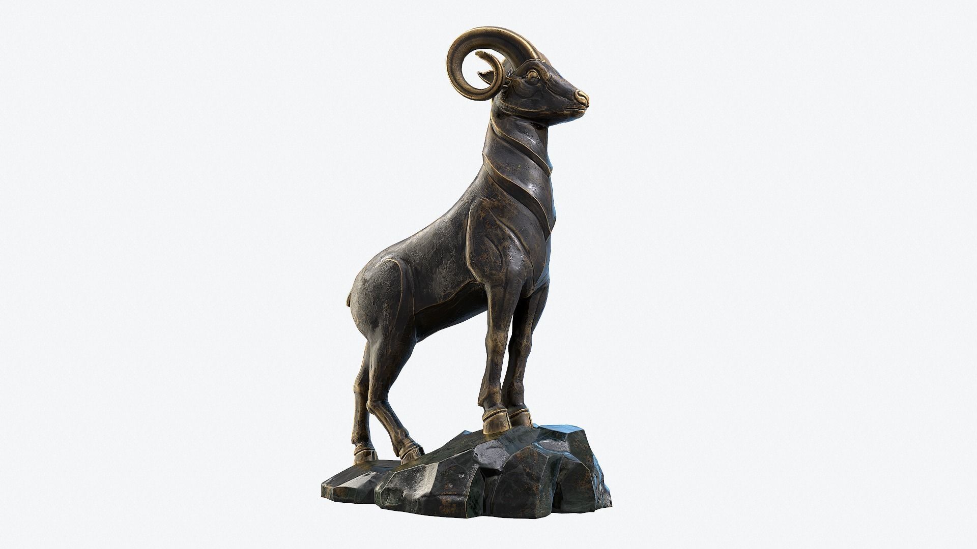 Goat Sculpture Low-poly 3D model_2