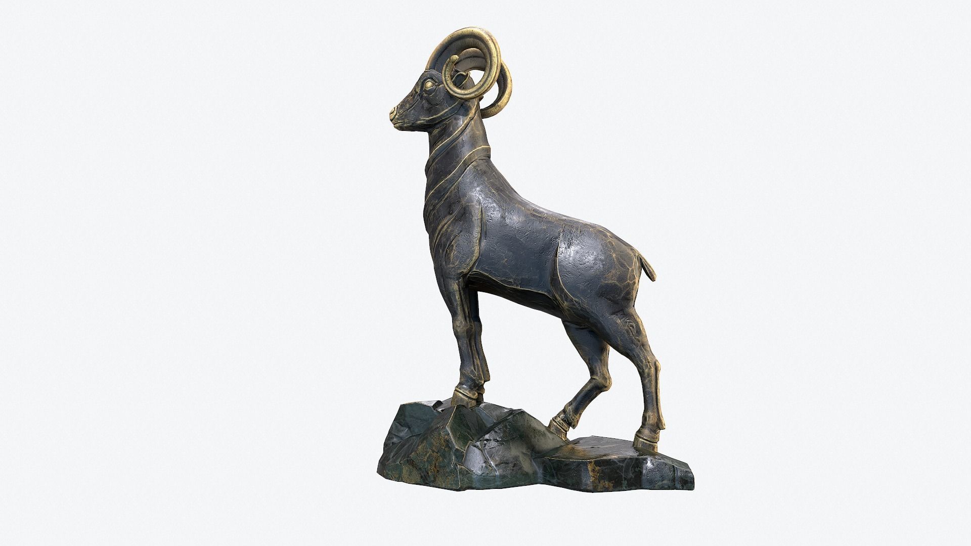 Goat Sculpture Low-poly 3D model_1