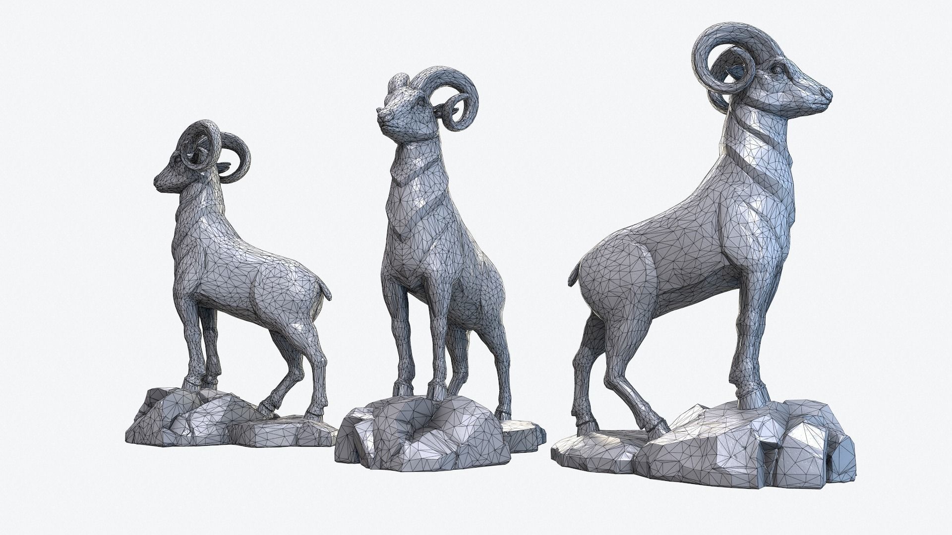 Goat Sculpture Low-poly 3D model_9