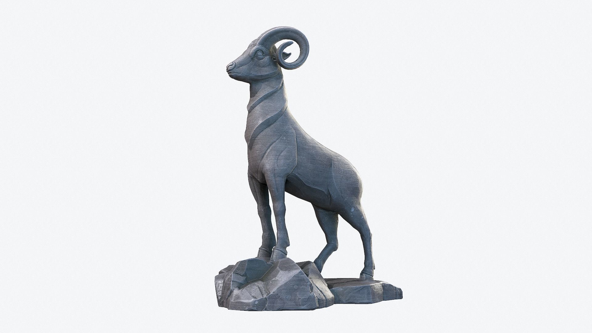 Goat Sculpture Low-poly 3D model_3
