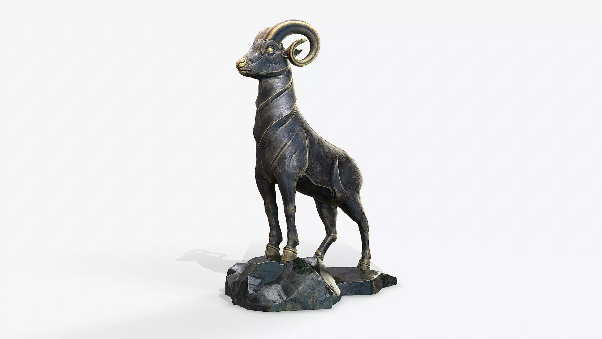 Goat Sculpture Low-poly 3D model_0