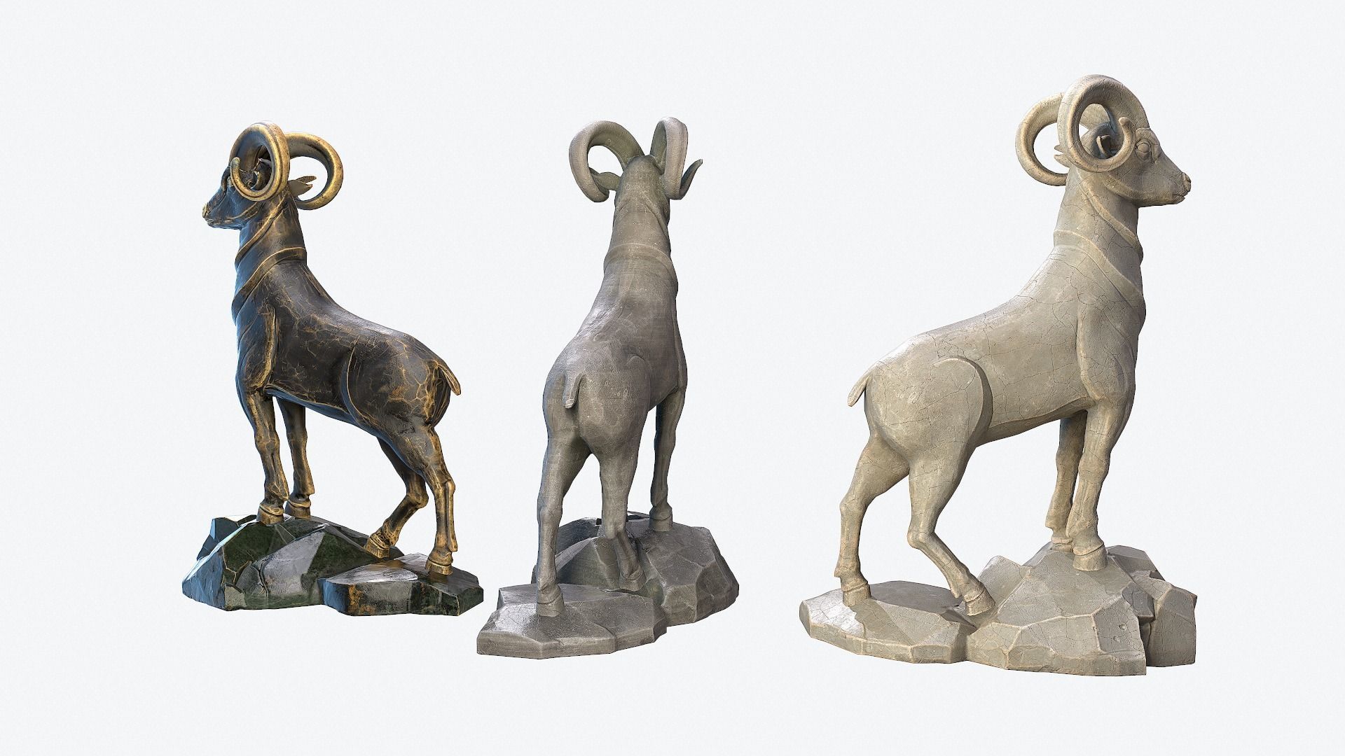Goat Sculpture Low-poly 3D model_7