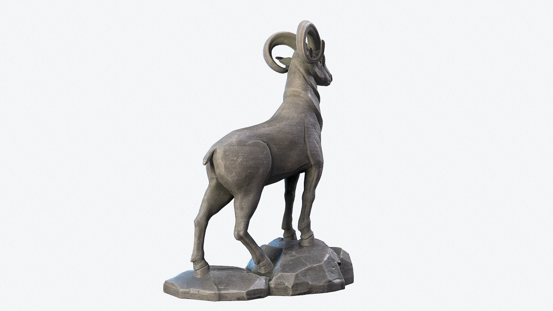 Goat Sculpture Low-poly 3D model_4