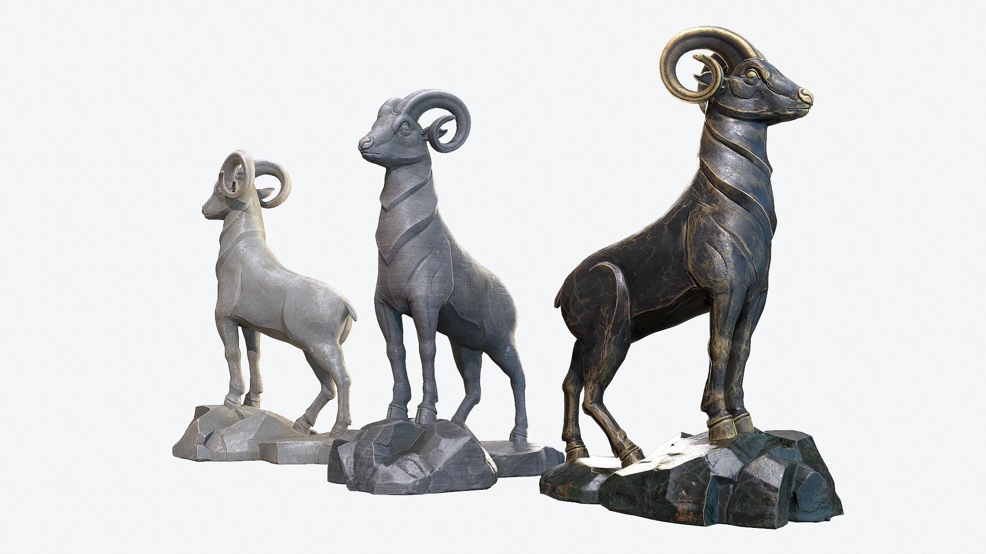 Goat Sculpture Low-poly 3D model_8