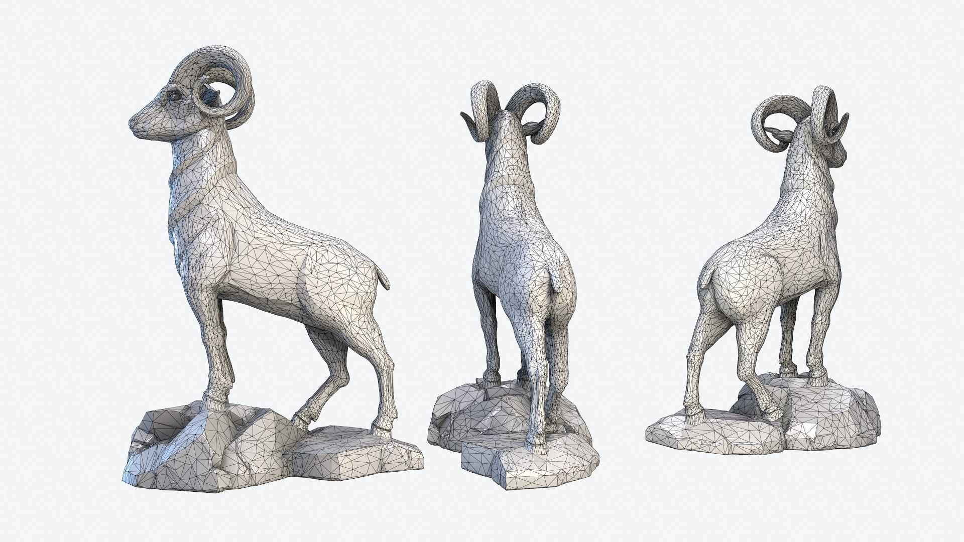 Goat Sculpture Low-poly 3D model_10