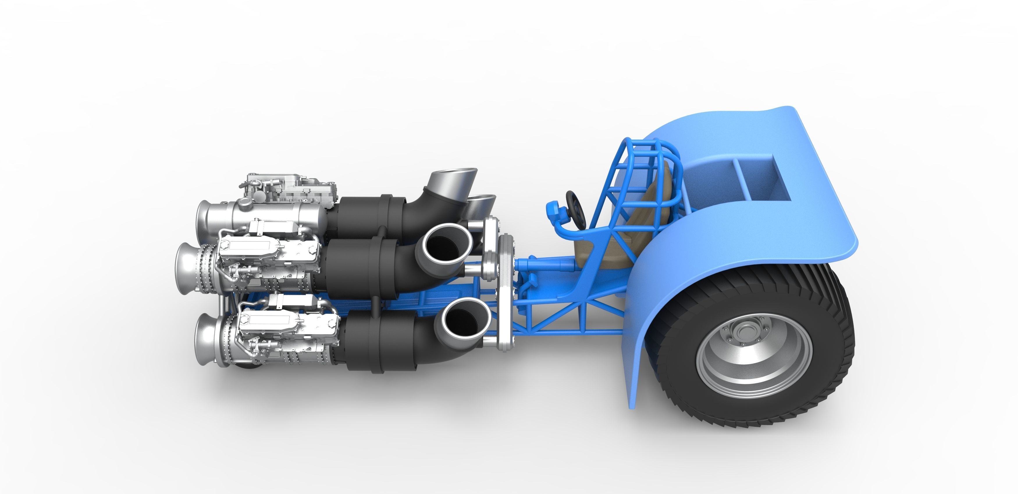 Pulling tractor with 4 jet engines Scale 1 to 25 3D print model_9