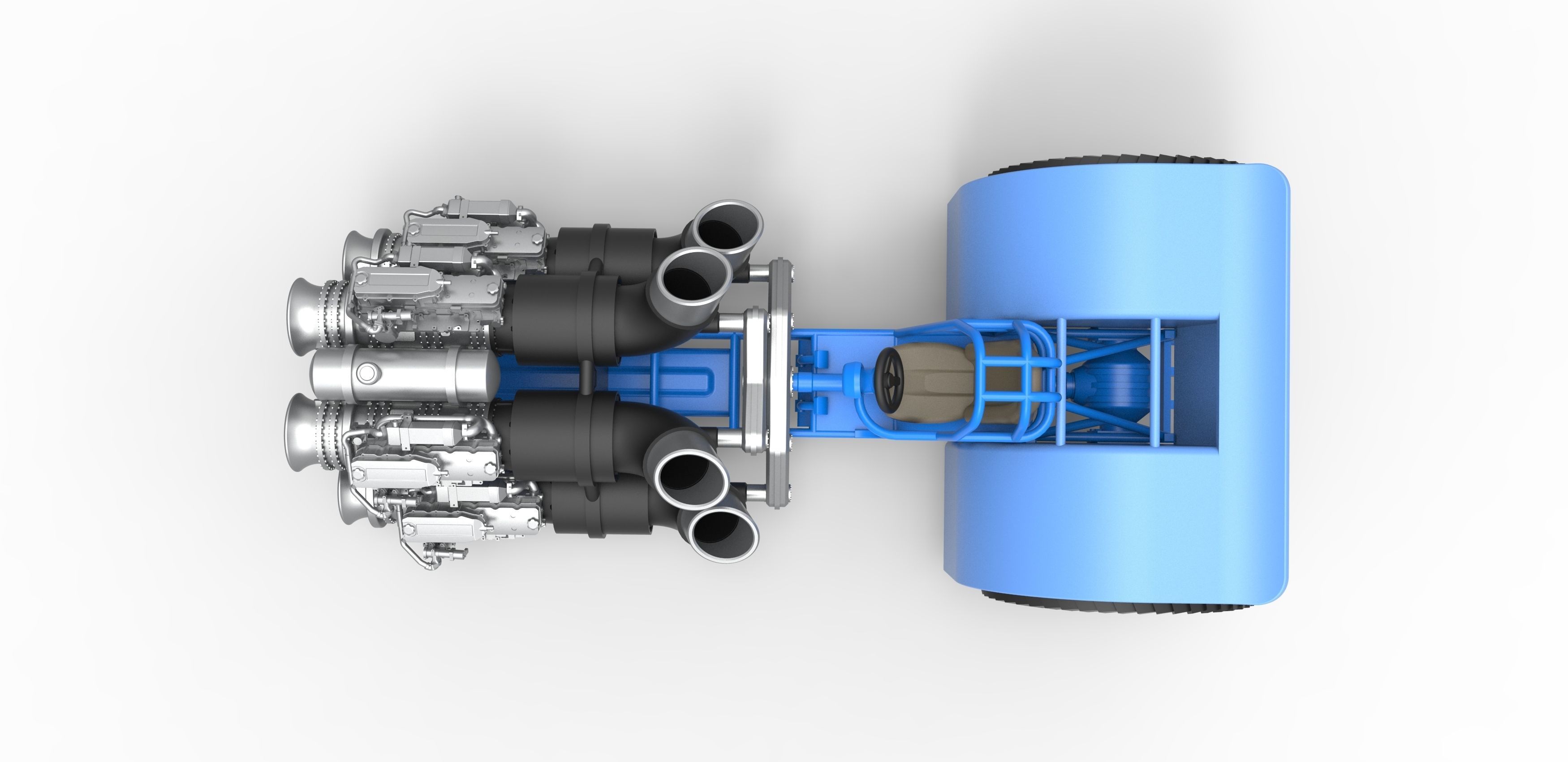 Pulling tractor with 4 jet engines Scale 1 to 25 3D print model_10