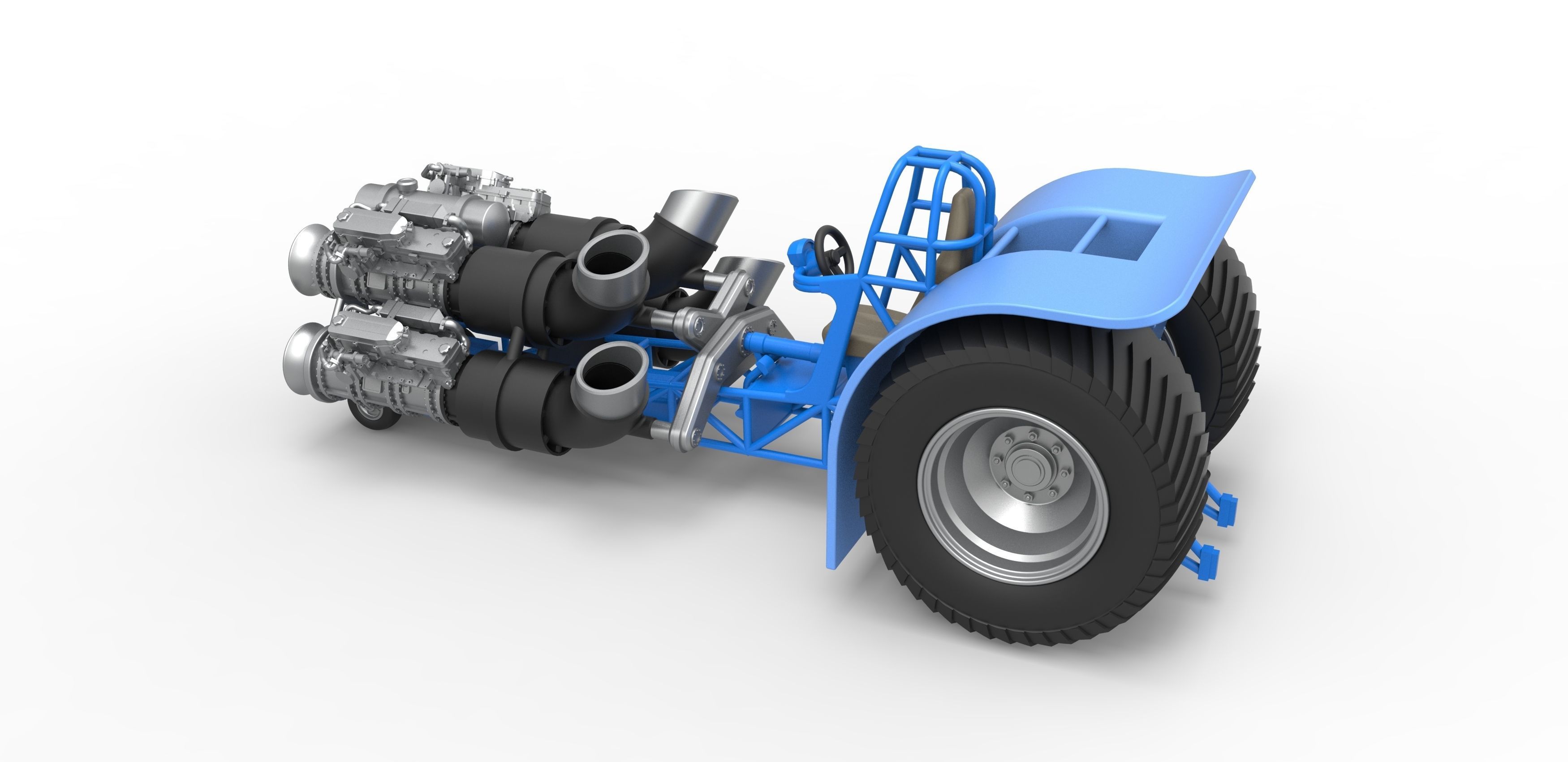 Pulling tractor with 4 jet engines Scale 1 to 25 3D print model_11