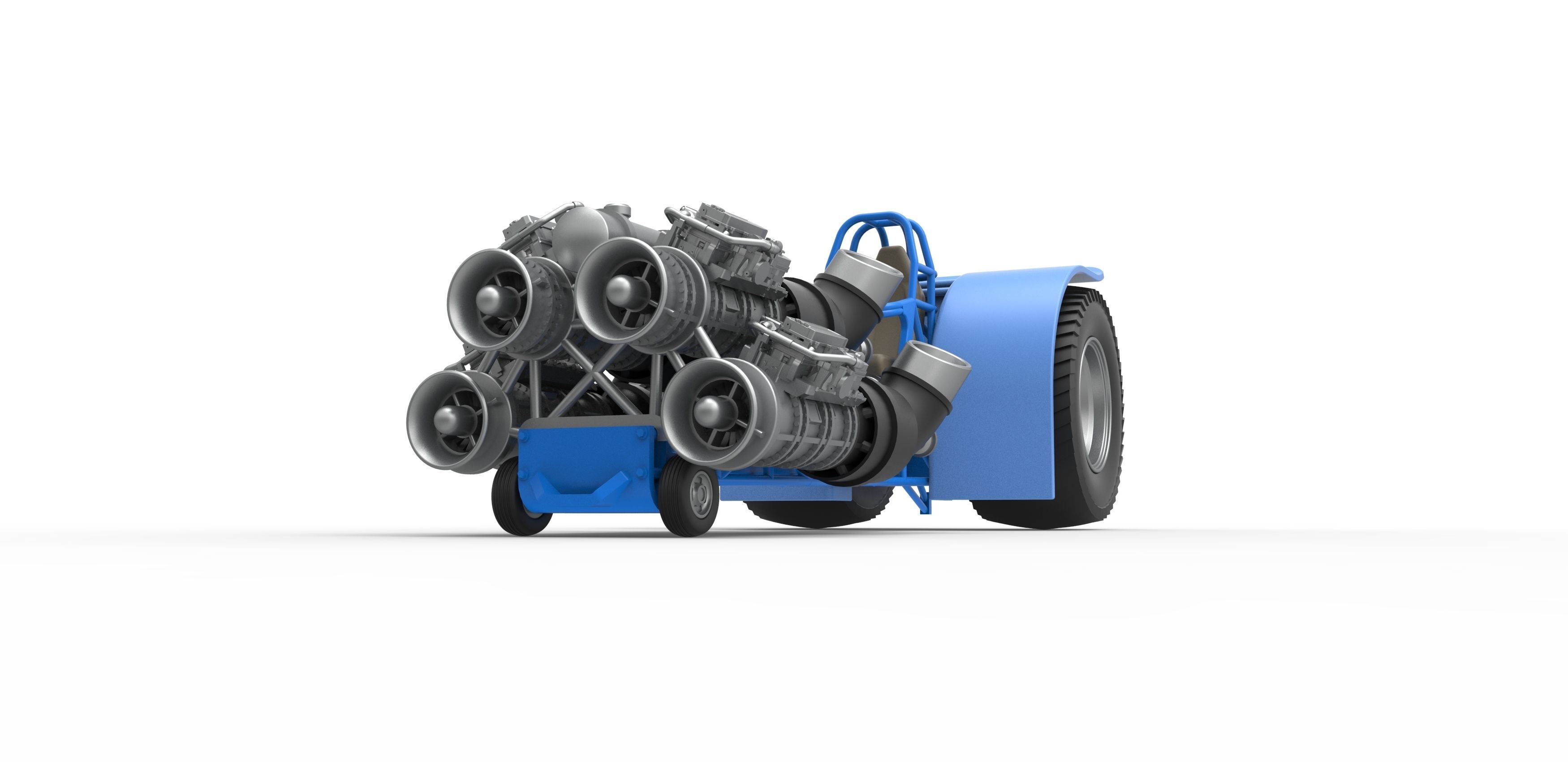 Pulling tractor with 4 jet engines Scale 1 to 25 3D print model_5